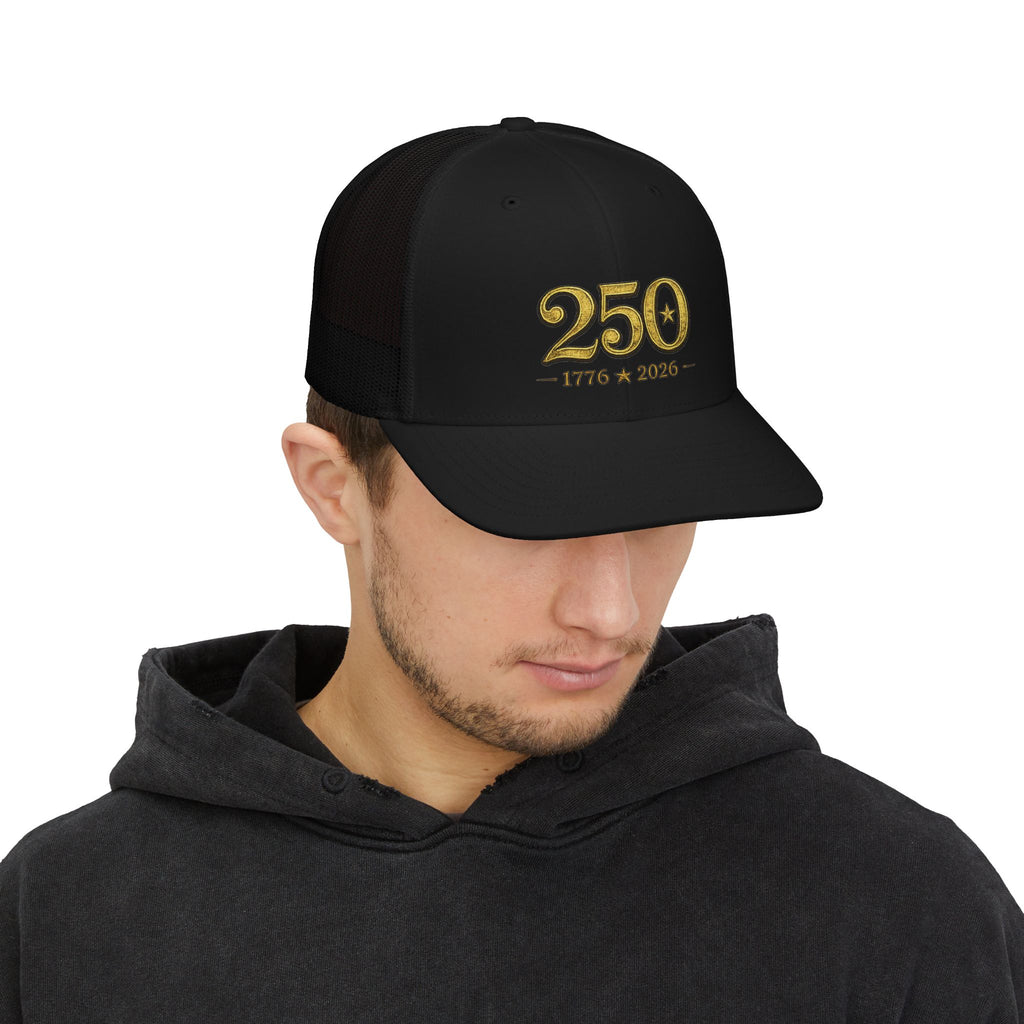 250 Anniversary Snapback Trucker Cap — Black/Gold
